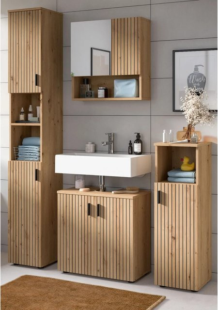 Inn.Furn Badmöbel Set Livia in Eiche, 4-teilig, Braun, Breite: 150 cm - Bild 1
