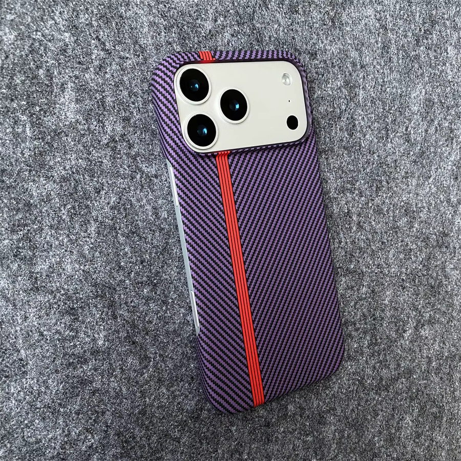 Business Slim Carbon Fiber Pattern Handyhülle für iPhone 17 Pro Max 16 15 14 Plus 13 12 in Orange und Purple - Bild 1
