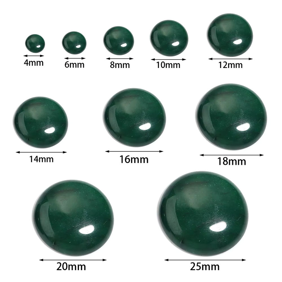 Naturstein grüner Jade-Cabochon, rund, Flatback, DIY-Schmuckherstellung - Bild 2