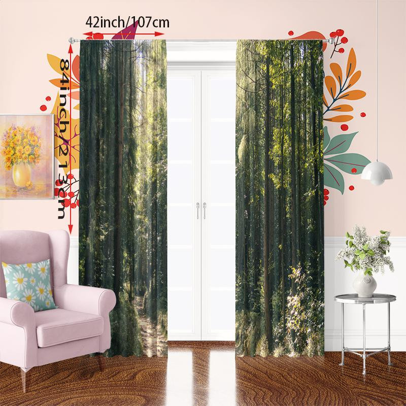 2er-Set Dschungelabenteuer Vorhang aus Polyester, halbtransparent, moderner Stil, B: 60 cm, H: 150 cm - Bild 1