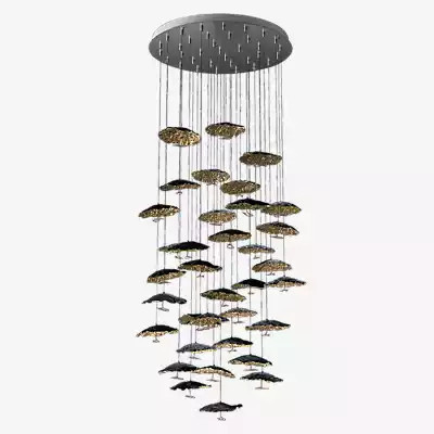 Catellani & Smith Gold Moon Cascata LED Pendelleuchte in Gold/Messing mit 35 Leuchtpunkten - Bild 1