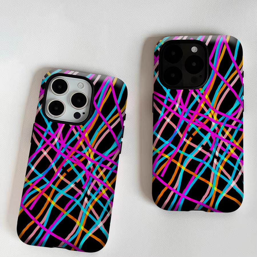 Potdemiel Neon Streak Magnetische Handyhülle für iPhone 17 16 15 14 13 Pro Max Plus, Robuste Doppel-Schicht-Hülle, Multicolour - Bild 6