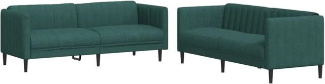 vidaXL 2-teilige Sofagarnitur modern in Dunkelgrün aus Stoff mit 2-Sitzer und 3-Sitzer - Bild 1