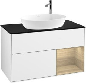 V&B Waschtischunterschrank Finion 100 in Weiß lackiert mit offenem Regal, Breite: 100 cm, Tiefe: 50,1 cm, Höhe: 50,1 cm - Bild 1