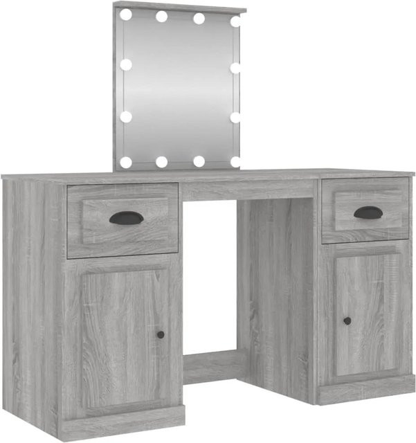 vidaXL Schminktisch mit LED-Leuchten in Sonoma Grau, B/T/H: 130 x 50 x 132,5 cm - Bild 1