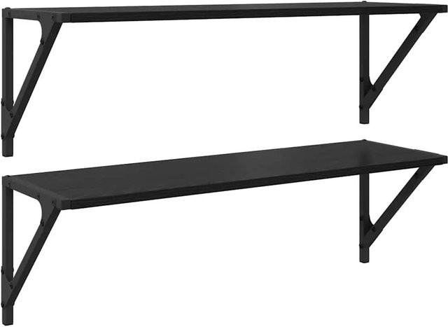 vidaXL Wandregale 2er Set in Schwarz und Eichen-Optik, B/T/H: 80 x 25 x 25,5 cm - Bild 1