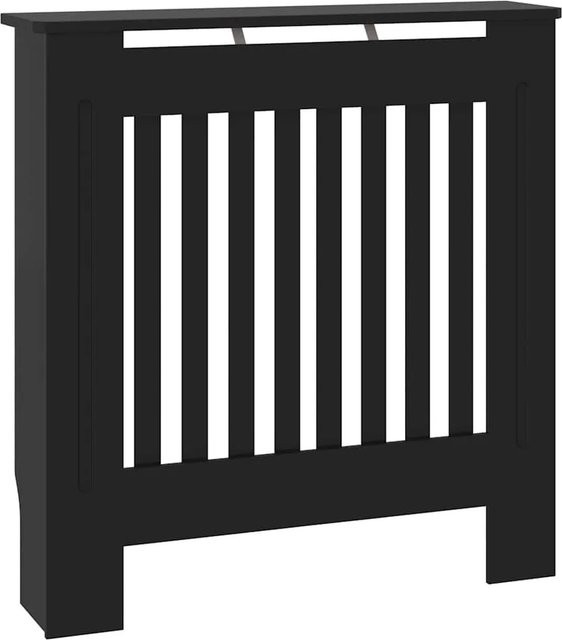 vidaXL Heizkörperverkleidung aus MDF in Schwarz mit modernem Lattenrost-Design, Breite: 78 cm, Höhe: 81,5 cm, Tiefe: 19 cm - Bild 1