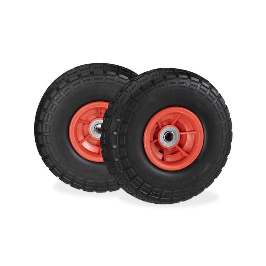 Relaxdays Sackkarrenrad 2er Set aus PU in Schwarz und Rot, pannensicher, Durchmesser: 26 cm, Breite: 8,5 cm - Bild 2