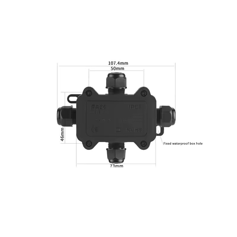 Wasserdichte IP68 Kabelverbinder Box aus Kunststoff in Schwarz für den Außenbereich mit Kupferdraht und Spaltverbinder für Straßenlaternen und Erdkabel - Bild 2