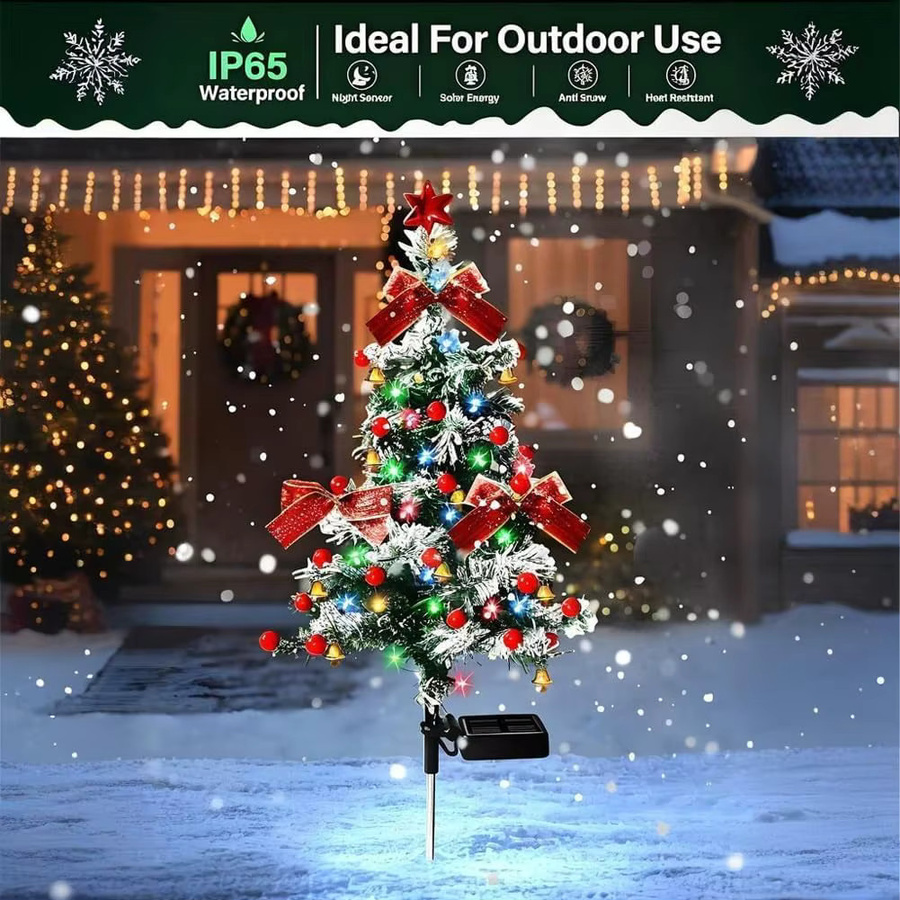Solar-LED-Weihnachtsbaum-Hofpfahl für Garten und Veranda, mehrfarbig, IP65 wasserdicht - Bild 2