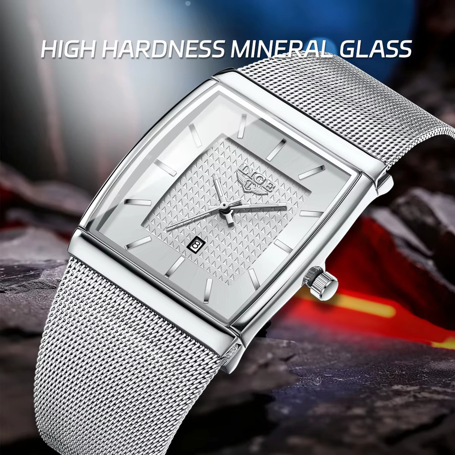 LIGE Armbanduhr, Quarz, Edelstahl, Silber, Herren, Datumsanzeige - Bild 2