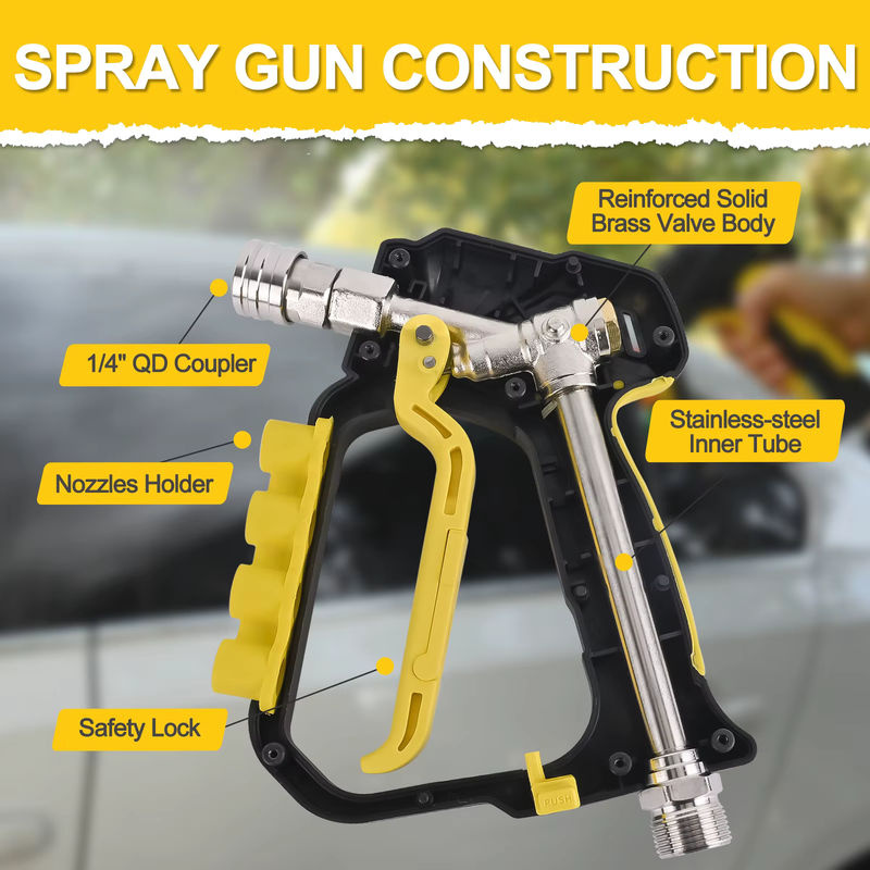 BEAR FORCE Hochdruckreiniger Spritzpistole mit M22-ID14mm Einlass, 1/4 Zoll Schnellkupplung Auslass und Düsenspitzenhalter für bis zu 5000 PSI - Bild 5