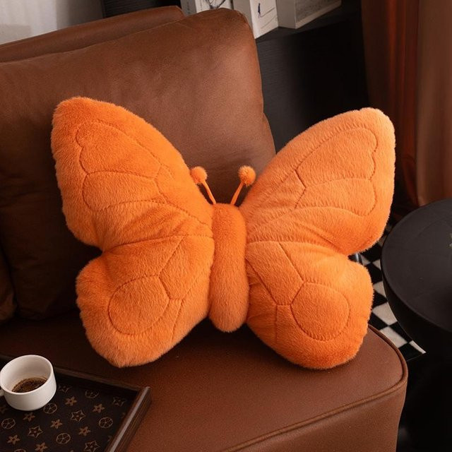 Buntes Schmetterlings-Kissen aus Plüsch mit Baumwollfüllung, Mehrfarbig, Breite: 46 cm, Höhe: 38 cm - Bild 1