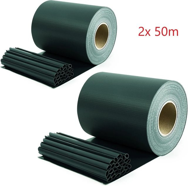 Sekey Sichtschutzstreifen aus PVC für Doppelstabmatten, blickdicht, Grün, 2x50m - Bild 1