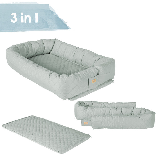 roba style Babylounge 3 in 1 Kuschelnest Wickelauflage und Bettschlange in Grün - Bild 1