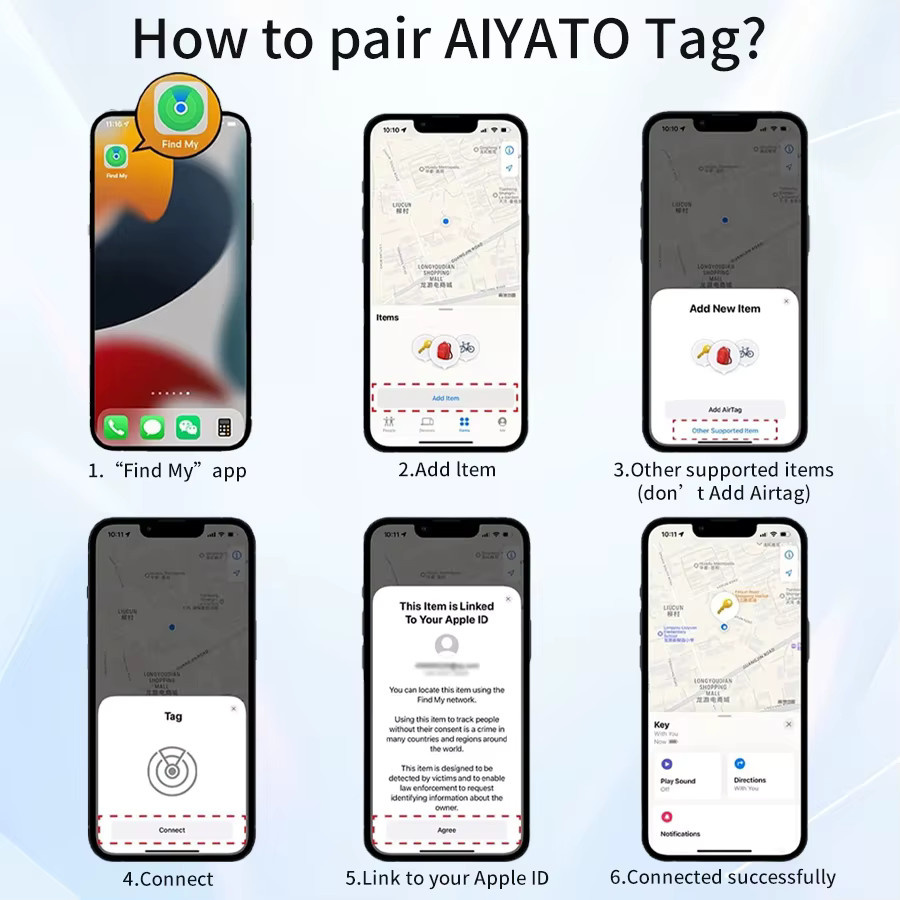 GGBEE Bluetooth GPS-Tracking-Gerät in Schwarz für iOS und Android zur Nutzung mit der Find My App als Anti-Verlust-Tag für Kinder, Haustiere oder Gegenstände - Bild 3