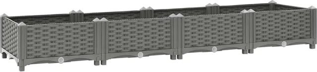 furnicato Hochbeet in Rattan-Optik aus Polypropylen, Grau, B/T/H: 160 x 40 x 23 cm - Bild 1