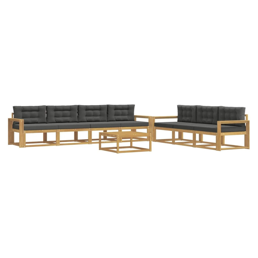 vidaXL Outdoor-Sofagarnitur aus Akazienholz mit Kissen in Anthrazit und Weiß - Bild 2