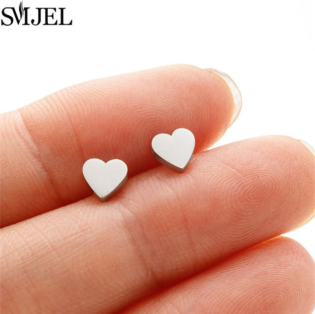 SMJEL Ohrstecker, Geometrie-Herz, Silber, Edelstahl, Damen - Bild 1