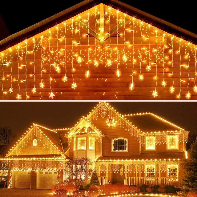 4M Weihnachtsdekoration Schneeflocke und Eisstreifen Lichterkette mit 96 LEDs für die Indoor-Dekoration - Bild 1