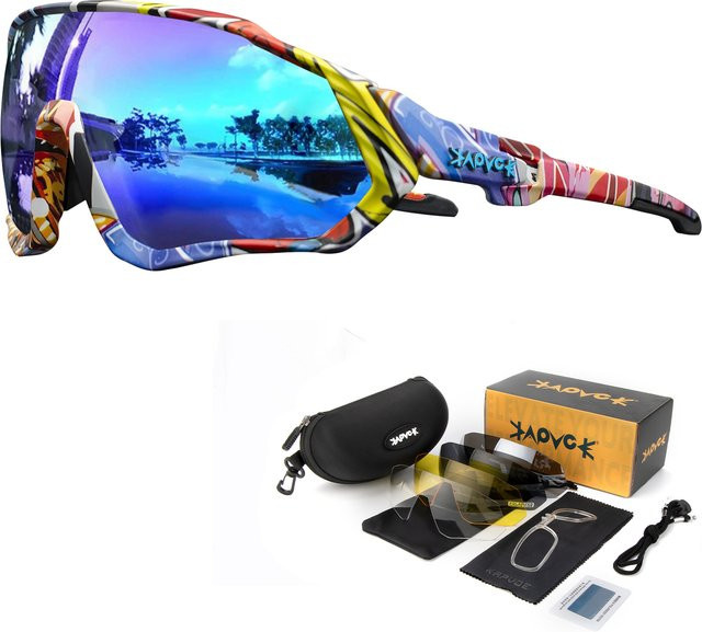 Kapvoe Sportsonnenbrille, Vollrand, polarisiert, Unisex, Multicolour - Bild 1