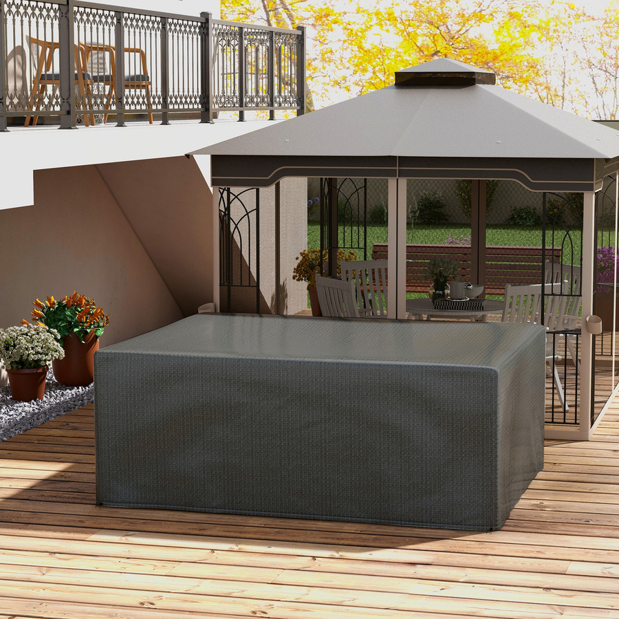 Outsunny Schutzhülle für Gartenmöbel Grau, wasserdichte Abdeckplane für Gartentische und Terrassenmöbel, B/T/H: 235 x 190 x 90 cm - Bild 2