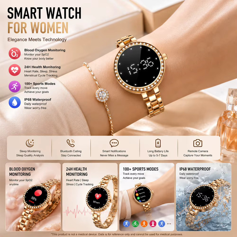 ChiBear Smartwatch, Gold, Edelstahl, Damen - Bild 4