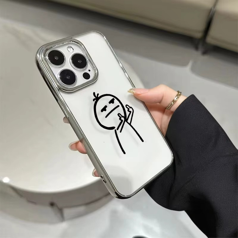 Transparente Handyhülle mit Stick-Figur Motiv für iPhone 11 bis iPhone 17 Pro Max Plus und weitere Modelle - Bild 3