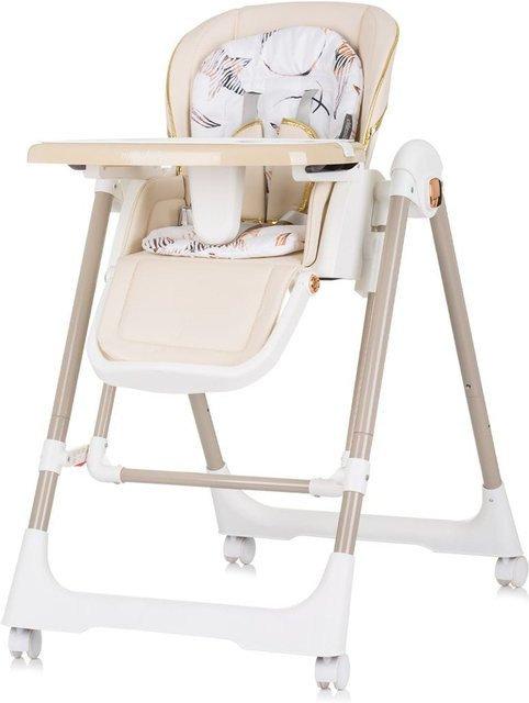 Chipolino Kinderhochstuhl 2 in 1 Milk Shake in Beige und Braun mit Babyschaukel, verstellbarer Höhe und Rädern - Bild 1