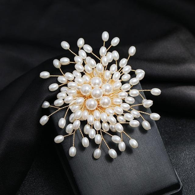 Shmik Brosche, Perle, Blume, Kristall, Damen - Bild 1