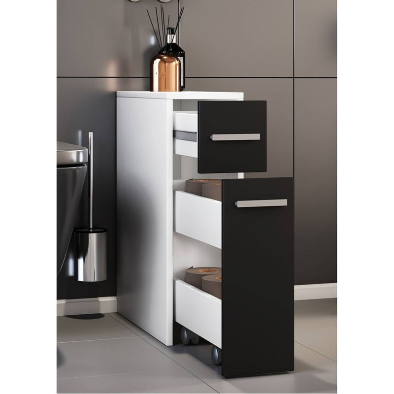VCM Nischenschrank Zalo Badezimmerschrank mit zwei Schubladen in Weiß und Schwarz, B/H/T: 45 x 61,4 x 19,9 cm - Bild 3