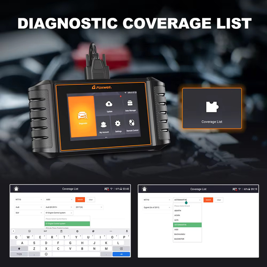 FOXWELL NT710 OBD2-Scanner Vollsystem-Diagnosetool mit bidirektionaler Steuerung, 30+ Reset-Diensten, ABS-Entlüftung, TPMS, EPB und Öl-Reset in Schwarz mit WLAN-Update für 33 Automarken - Bild 7