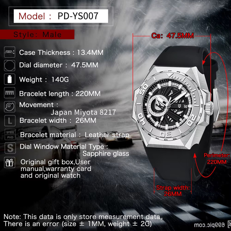 Pagani Design Armbanduhr, Automatik, Edelstahl, Saphirglas, 47 mm, Herren - Bild 2