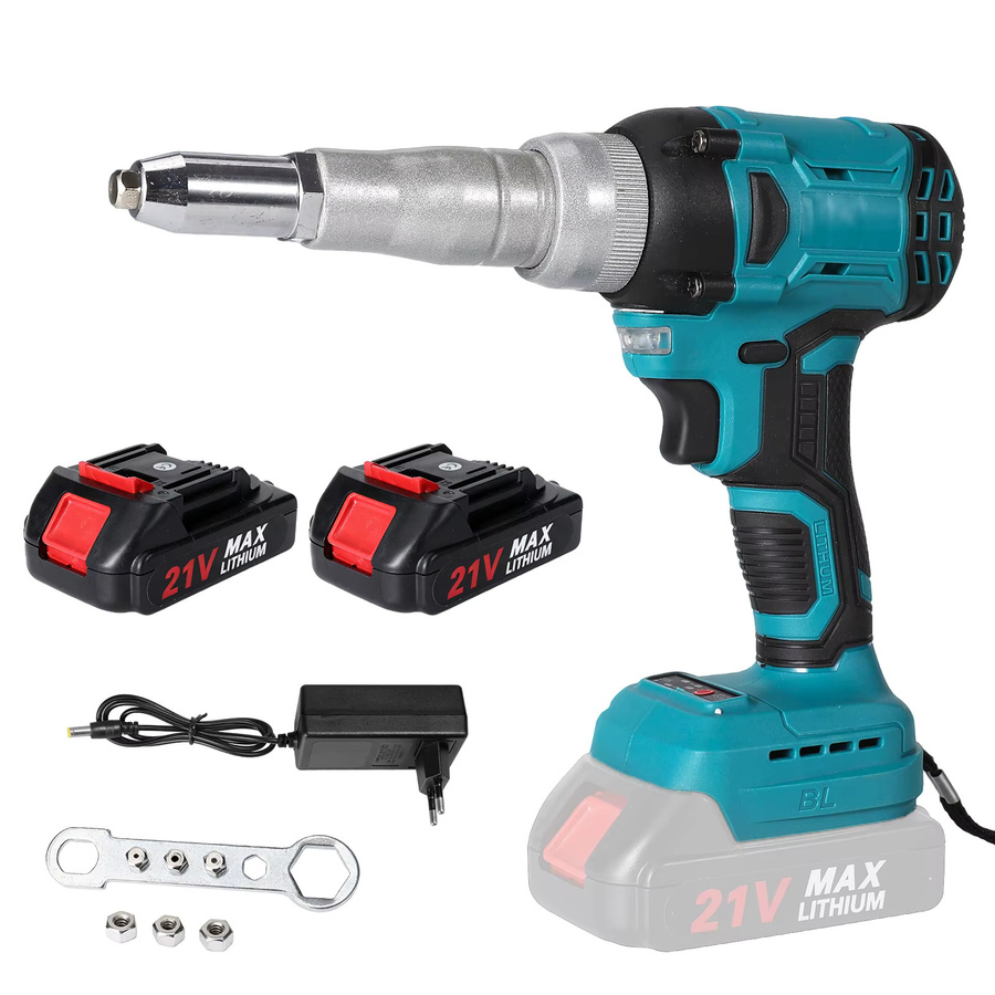 Kabellose bürstenlose elektrische Nietpistole für Makita 18V Akku in Blau, Automatisches Nietwerkzeug für Nietmuttern 2,4-5,0 mm - Bild 6