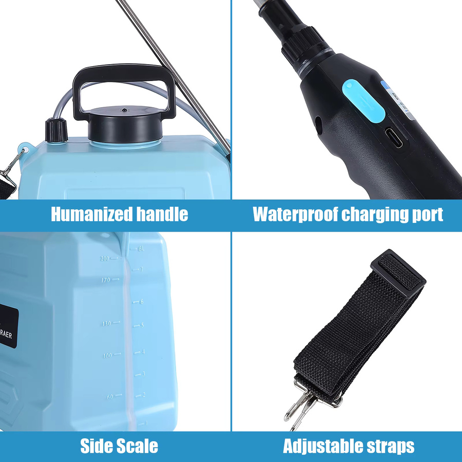 Betuyoo Kabelloser Elektrischer Gartensprüher mit 1800mAh Akku, Wiederaufladbarer Unkrautsprüher in Blau, Einstellbare Wassersprühpumpe für Garten und Rasen - Bild 2