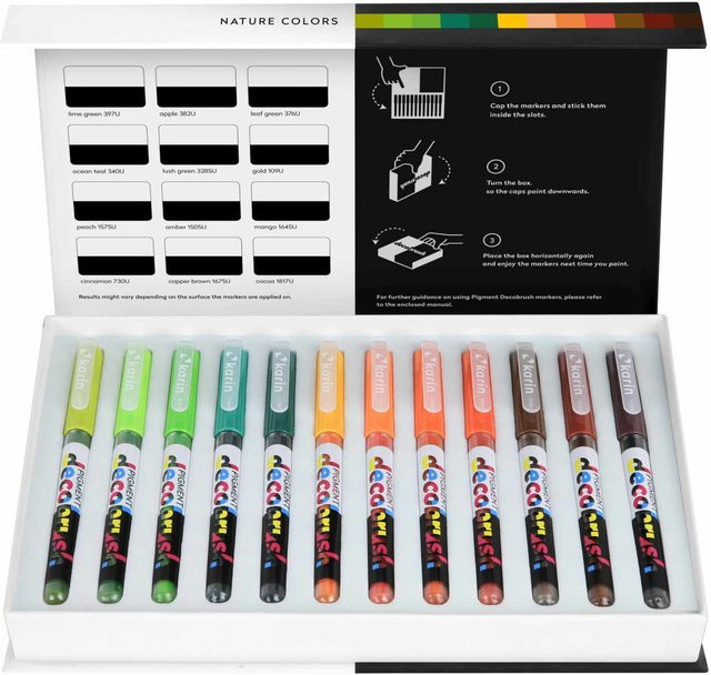 Karin PIGMENT Deco Brush Marker Set Nature Colors mit 12 Farben in Multicolour - Bild 2