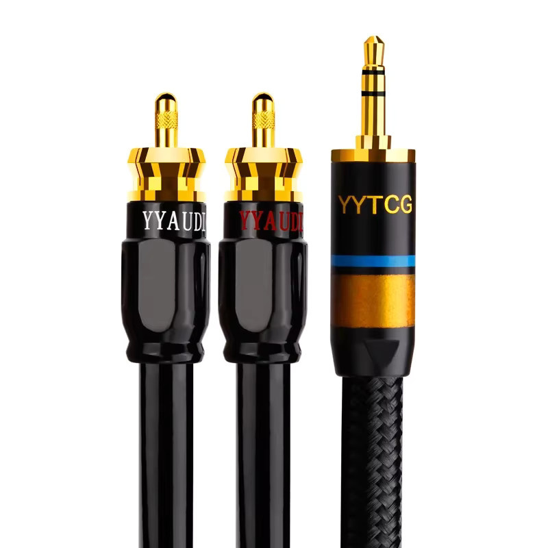 YYTCG HiFi-Stereo Audiokabel 3,5 mm Klinke auf 2 Cinch Adapter-Splitter in Schwarz für Verstärker und Heimkino - Bild 4