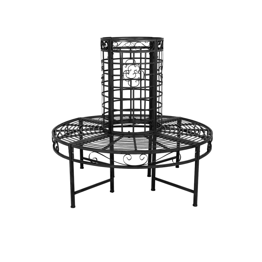 DELUKE Baumbank ODIN Gartenbank aus Stahl in Schwarz, wetterfest für Garten und Terrasse, B/T/H: 112 x 121 x 121 cm - Bild 2