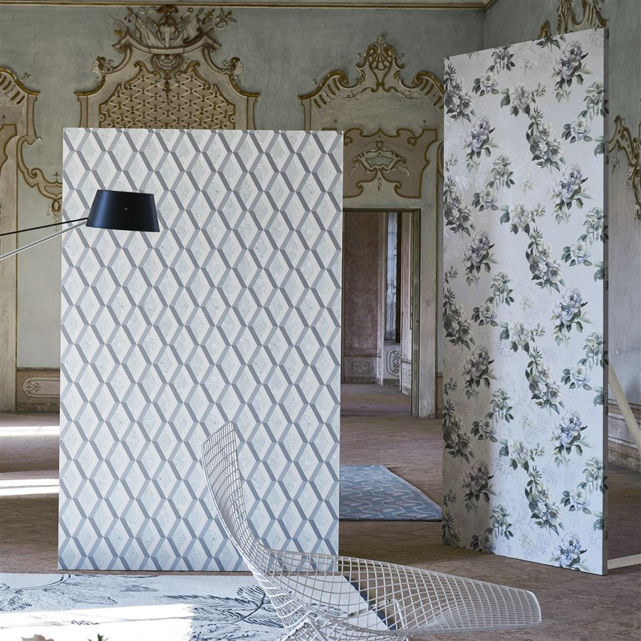 Designers Guild Carta da parati Jourdain in Graphite mit geometrischem Muster - Bild 1