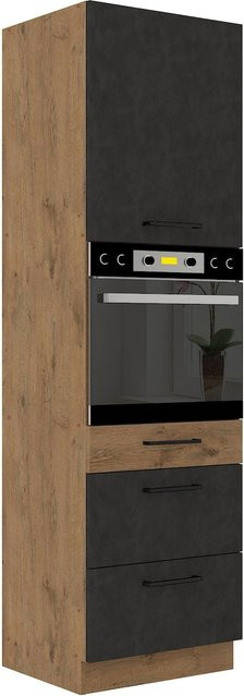 Vigo Hochschrank Lancelot Matera in Eiche und Grau mit 3 Schubkästen und einem offenen Fach, Breite: 60 cm - Bild 1