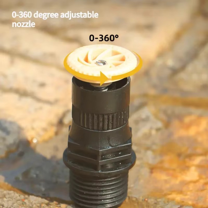 Verstellbarer 360-Grad automatisch rotierender Bodensprinkler in Gelb für dein Garten-Bewässerungssystem - Bild 3