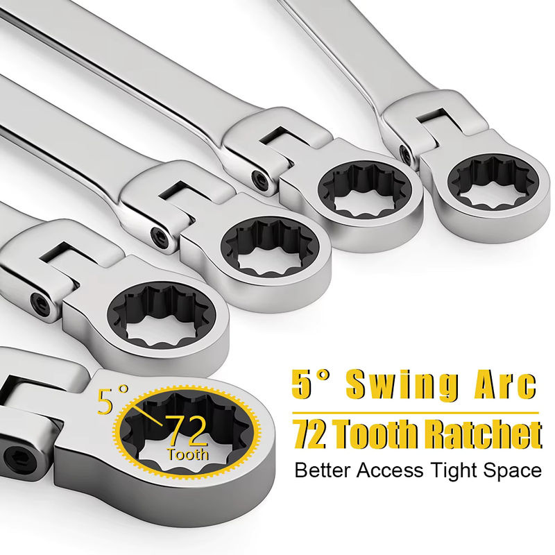 WOZOBUY Ratschenschlüssel-Set aus Chrom-Vanadium-Stahl in Silber mit Canvas-Tasche - Bild 2