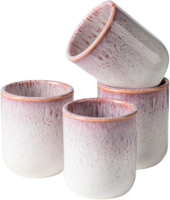Gipfelstück Espressobecher-Set Alpenwiese aus Steinzeug in Pink und Weiß mit floralem Design - Bild 1