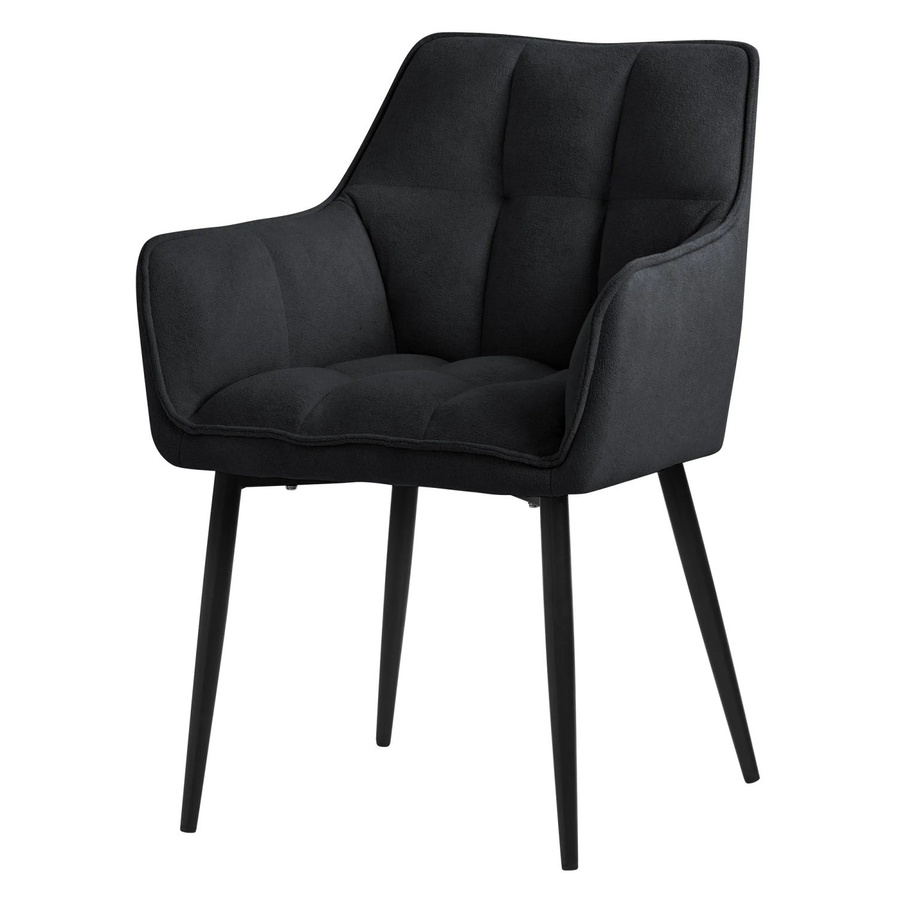 ML-Design Esszimmerstuhl Schwarz aus Frotteestoff mit Armlehnen und gepolsterter Sitzfläche, B/T/H: 63 x 63 x 90 cm - Bild 3