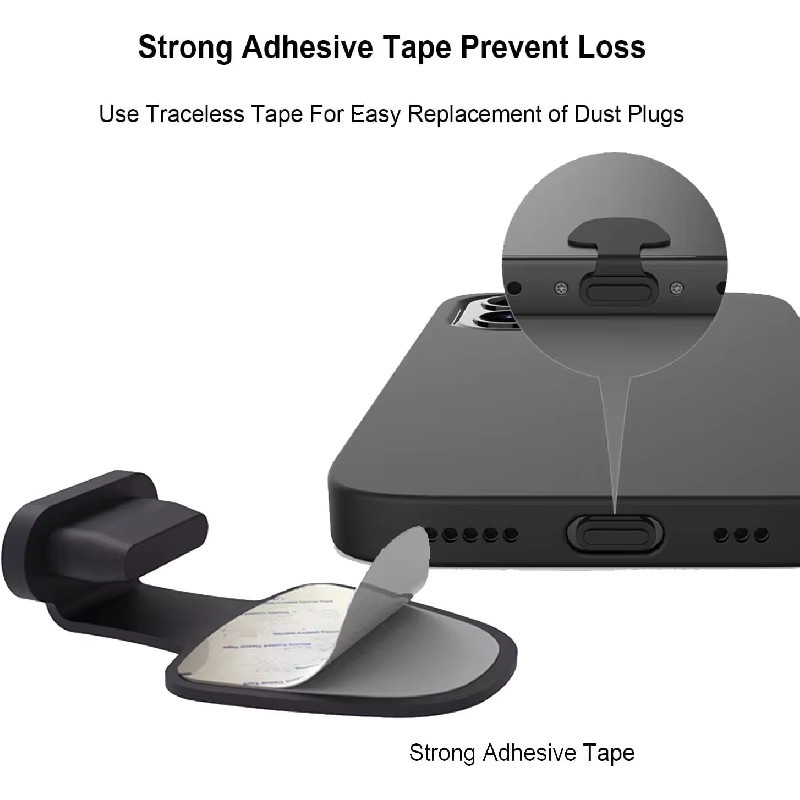 Silikon Typ-C Staubschutzstecker in Schwarz mit Lautsprechergitter als Anti-Verlust Anschlussabdeckung für iPhone 15 16 17 USB-C Ladeanschluss - Bild 5
