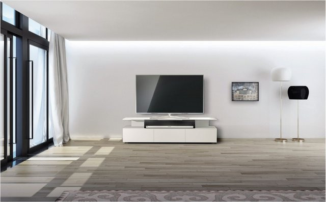 Spectral TV-Rack JRM1650 in Weiß mit Glaselementen und Medienfächern - Bild 1