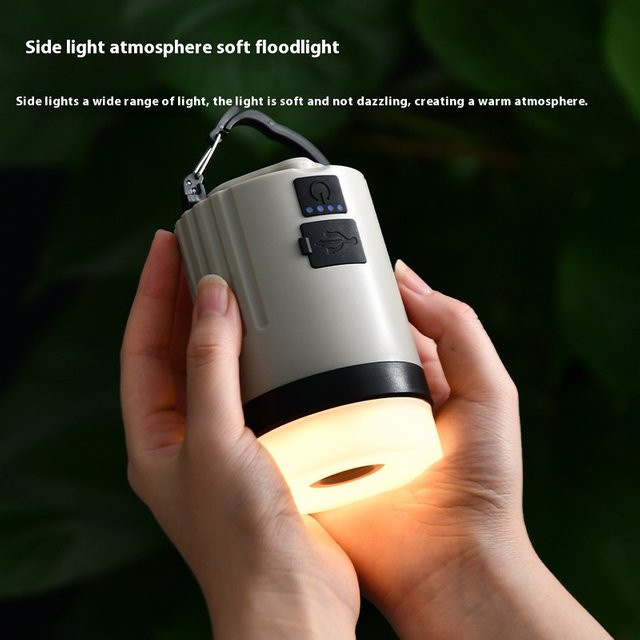 ESMARTER LED Camping Laterne Schwarz mit weißem Licht und wiederaufladbarem Akku im Retro-Design - Bild 1
