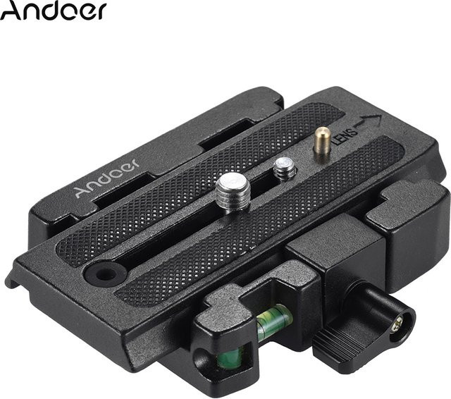 Andoer Videokamera-Stativ-Schnellspanner-Klemmadapter mit Schnellwechselplatte in Schwarz für Manfrotto 501 500 Ah 701 HDV 503 HDV Q5-Kopf - Bild 1