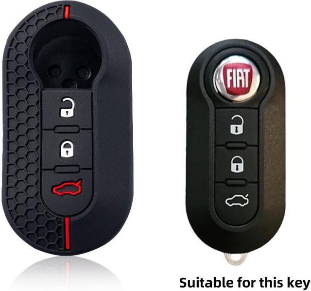 Silikon-Schlüsselhülle mit Fernbedienung-Abdeckung für Peugeot Boxer, Citroen Jumper, Fiat 500, Panda, Ducato, 500L, Punto und Lancia Musa in Schwarz - Bild 1