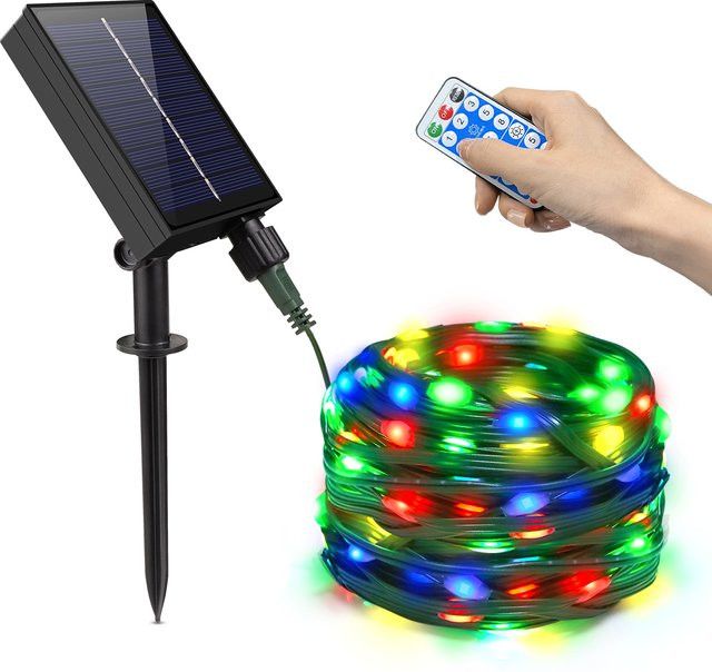 Lcamaw Solar-LED-Außenlampe mit 8 Modi für die Garten- und Hausdekoration in Weiß, Warmweiß oder RGB - Bild 1